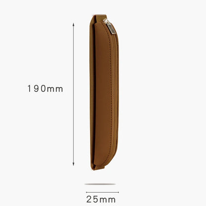 PU Leather Pencil Bag - Portable Multi-Function Storage Pouch with Elastic Band & Pen Clip for Office, Laptop & Notebook