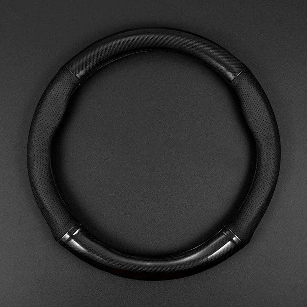 Universal Car Steering Wheel Cover — Carbon Fiber Leather, 3D Anti-Slip, Simple & Stylish Car Accessory
