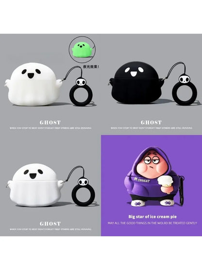 Cartoon Ghost Silicone Case for Anker Soundcore Liberty 4 NC Earbuds — Cute Soft Protective Cover