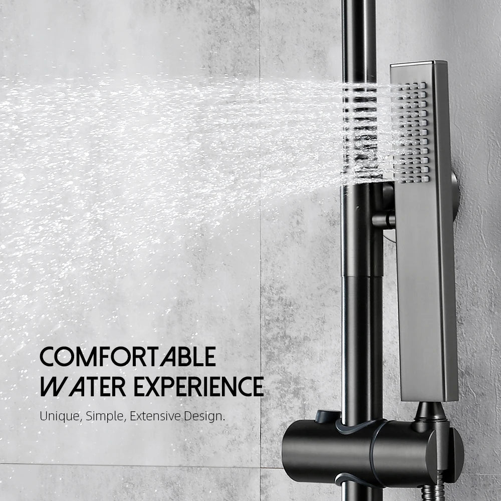 Square Handheld Shower — High-Pressure Brass Hand Shower for Bathroom