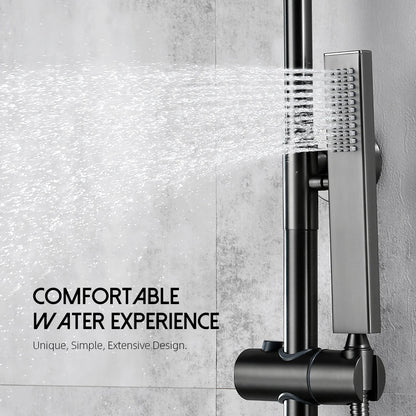 Square Handheld Shower — High-Pressure Brass Hand Shower for Bathroom