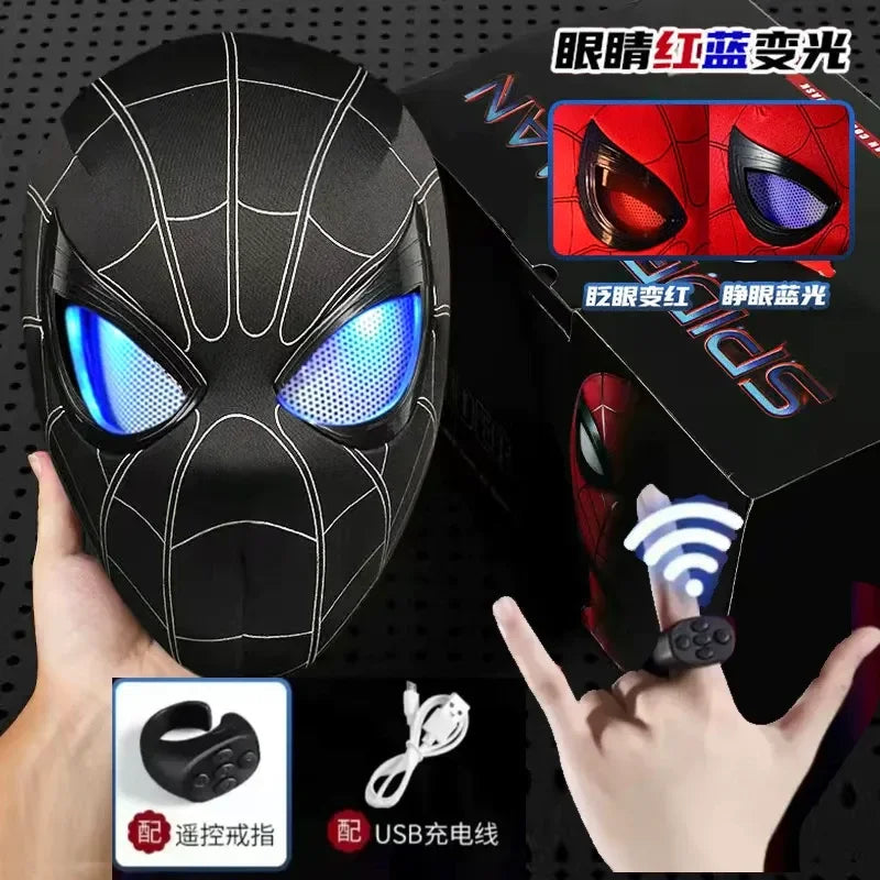 Miles Spider-Man 1:1 Electronic Mask - Moving Glowing Eyes with Ring Control for Cosplay, Collectors & Fans