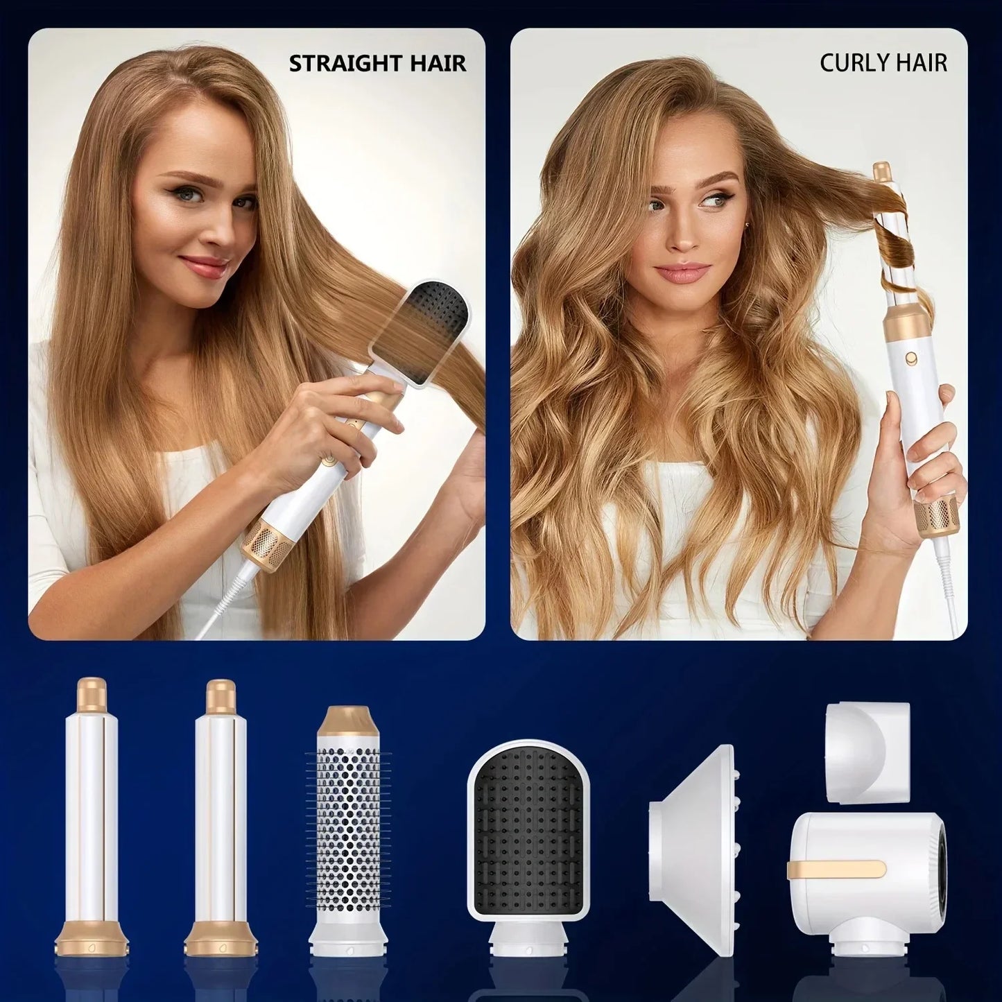 Tinsol 7-in-1 Brushless High-Speed Hair Dryer Brush – Ionic Blow Dryer with Diffuser, Hot Air Comb & Hair Curler