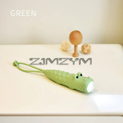 USB Rechargeable Animal LED Flashlight – Cute Soft Silicone Shark, Crocodile, Lion & Dog Portable Cartoon Lamp