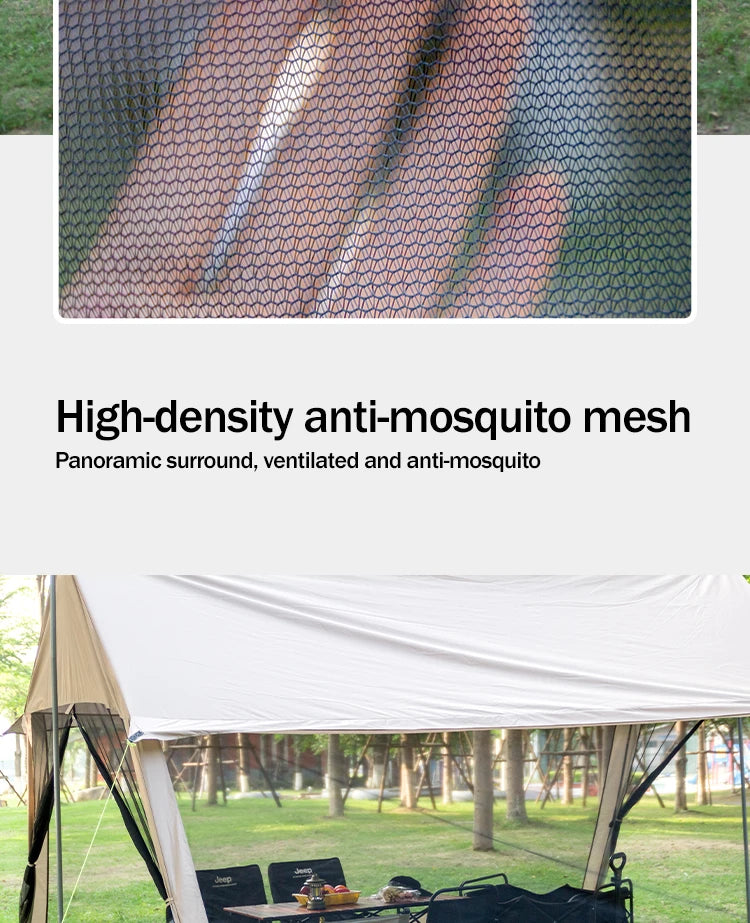 210D Large Family Camping Tent (6-10P) – Waterproof, UV Protection, Portable Canopy with Mosquito Shield for Beach & Park