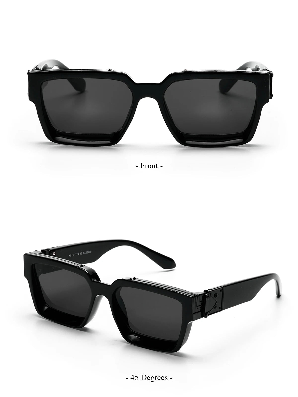 Ruiao Retro Black Millionaire Sunglasses – Luxury Square Designer Shades for Men & Women (2024)