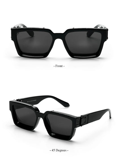 Ruiao Retro Black Millionaire Sunglasses – Luxury Square Designer Shades for Men & Women (2024)
