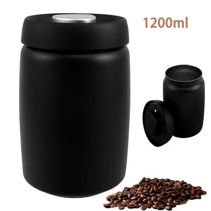 1200ml Stainless Steel Coffee Bean Storage — Vacuum Sealed, Airtight & Moisture-Proof Kitchen Container to Keep Food Fresh