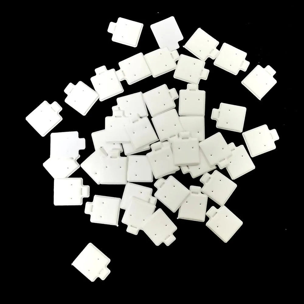 100PCS White Earring Cards with Puff Pad – Ear Studs Display Holder Tray Inserts Jewelry Organizer Wholesale