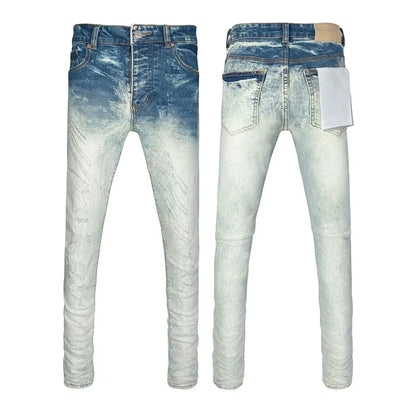 Men's Graffiti Washed Jeans - Retro Distressed Low Rise Skinny Denim Pants