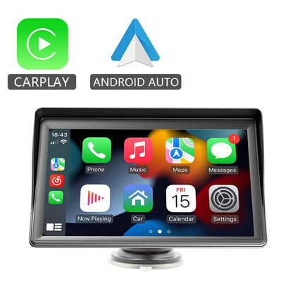 HIPPBQCC 7-Inch Car Radio – CarPlay & Android Auto Multimedia Player, Portable Touch Screen, USB/AUX, Rear View Camera Support