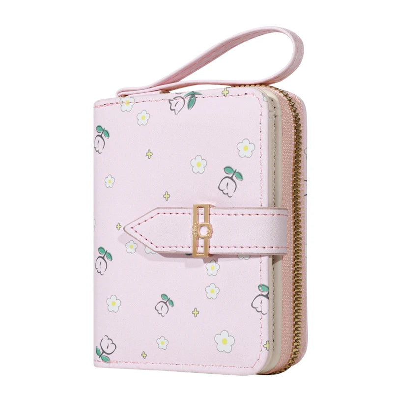 Flower Patterned Credit Card Holder – Small Zipper Card Case Wallet for Women & Men, Handheld and Compact