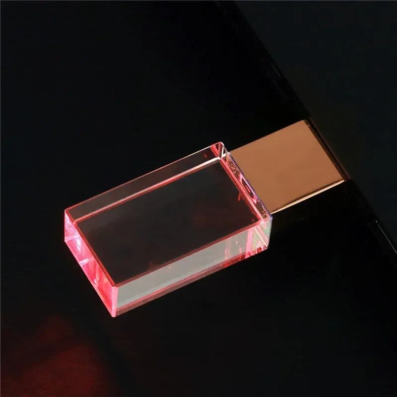 Crystal USB Flash Drive - LED Memory Stick 8GB–64GB