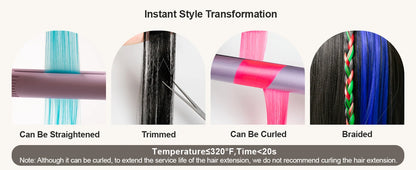1/5/11 Pack 22" Clip-In Multi-Color Rainbow Hair Extensions – Synthetic Highlights for Girls, Women & Kids