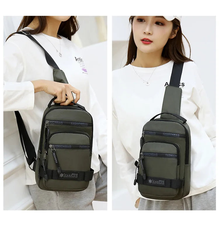 Men’s Chest Bag – Large Capacity Lightweight Nylon Crossbody Shoulder Backpack for Travel, Korean Style
