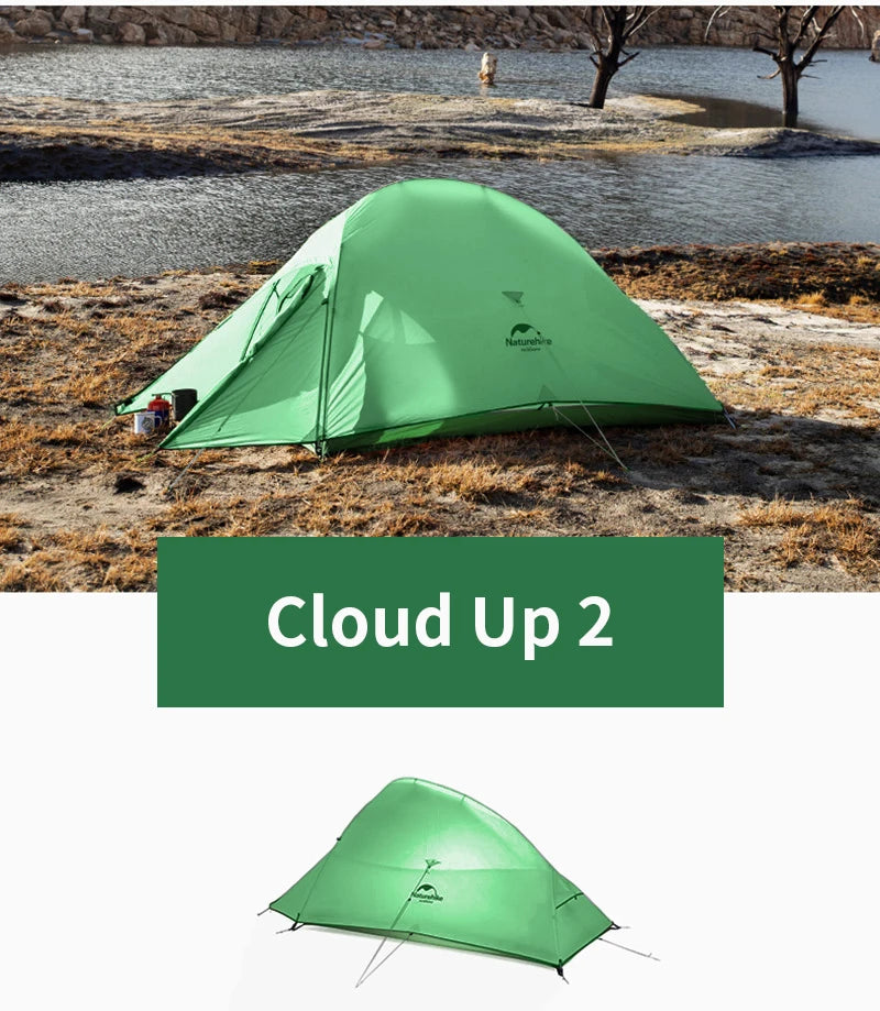 Naturehike Cloud Up 2-Person Camping Tent – Waterproof, Ultralight, Easy Build Beach Tent for Hiking & Backpacking Outdoors