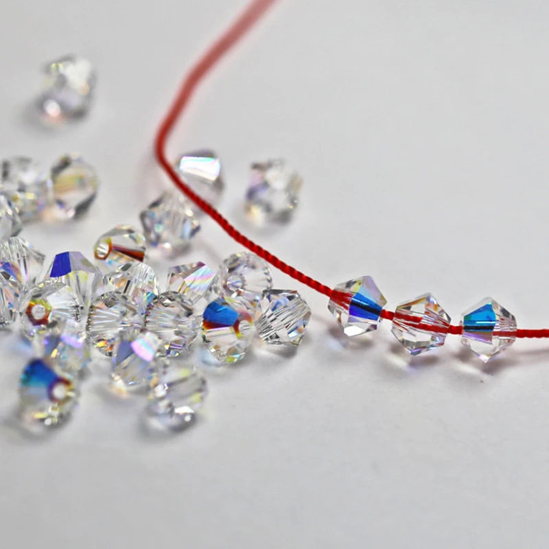 3/4mm Crystal Bicone Glass Beads - White Loose Faceted Beads for DIY Bracelets, Earrings & Jewelry Making