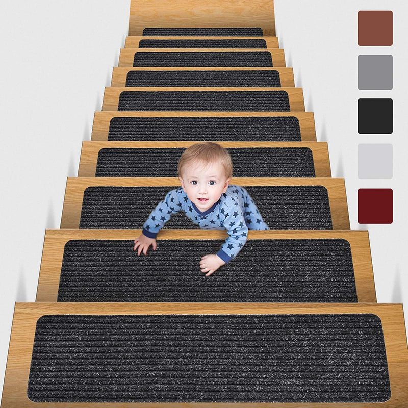 20x76cm Soft Stair Mat – Self-Adhesive Non-Slip Water Absorption Carpet Protector, Variety Pattern Rug for Stairs