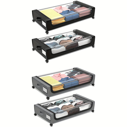 Underbed Storage Lockers with Wheels & Lids – Space-Saving Pull-Out Containers for Shoes & Clothes, Ideal for Dorm Bedrooms