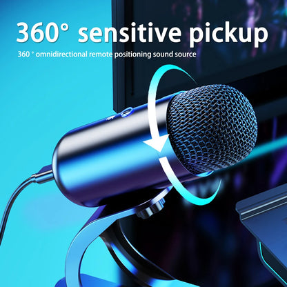 USB Gaming Microphone with RGB — Noise Cancelling PC Condenser Mic for Streaming & Podcasts