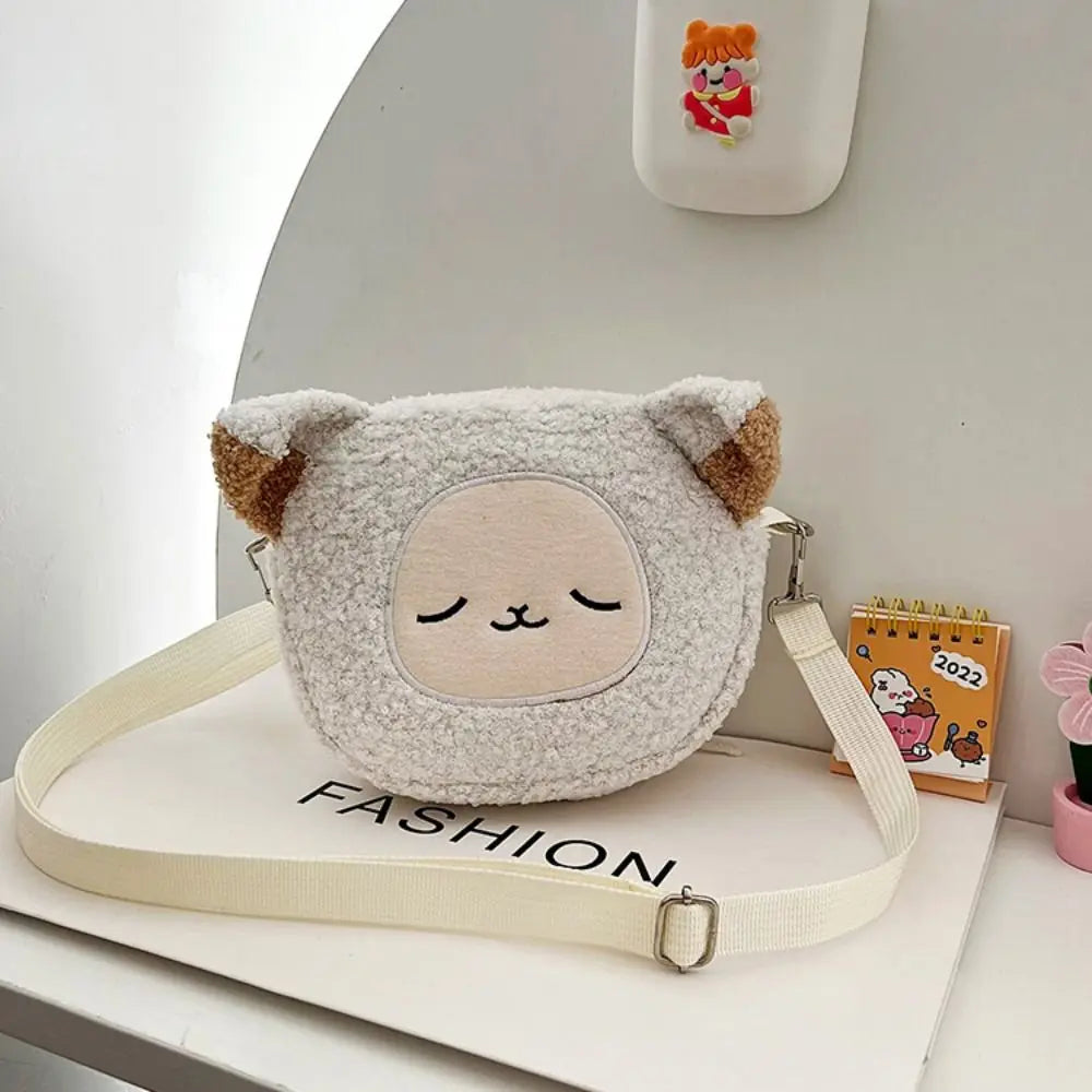Kawaii Plush Polyester Phone Purse – Women’s Small Crossbody Shoulder Bag for Shopping & Outdoors