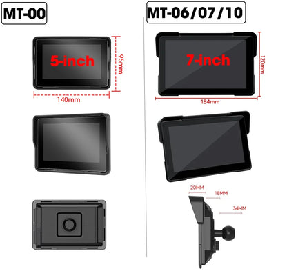 5/7 Inch Motorcycle CarPlay DVR Navigation GPS Monitor – Wireless Android Auto, Airplay, IPX7 Waterproof Portable Display