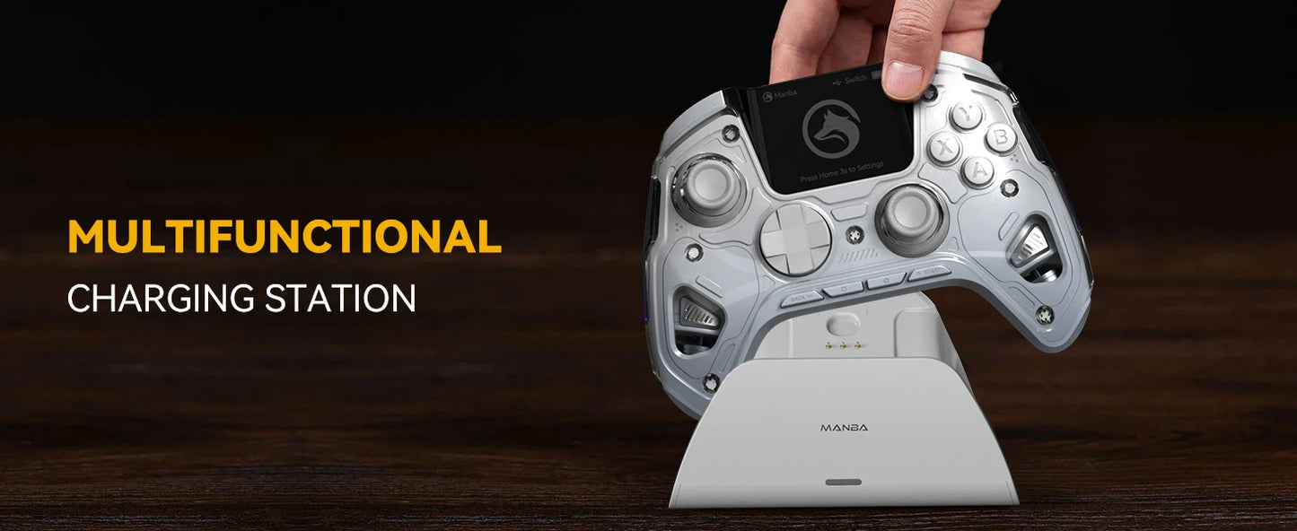 Interactive Screen Wireless Gaming Controller – Hall Effect Stick, RGB Light, 1800mAh, Charging Dock, Compatible with Switch/PC/iOS/Android