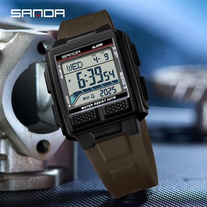 SANDA 2212 Men’s Digital Sports Watch - Multifunction Alarm, Luminous, Waterproof & Shockproof Wristwatch