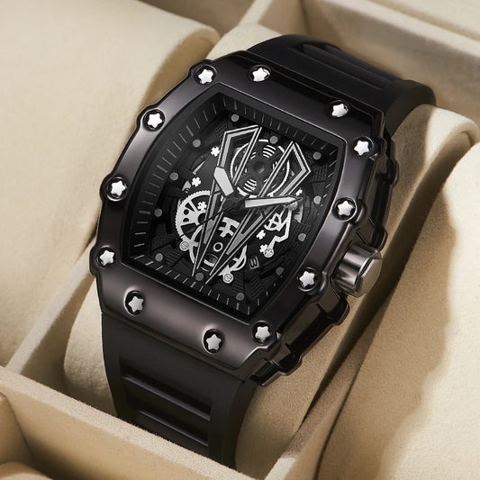 Large Dial Men's Quartz Watch - Waterproof Square Sport Luminous Wristwatch