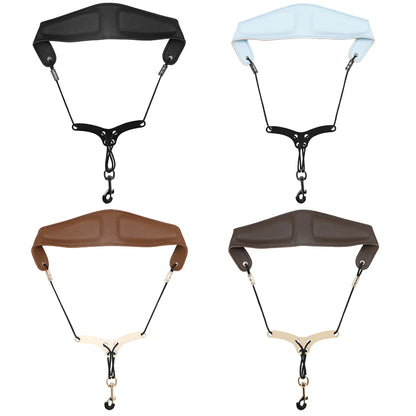 Saxophone Neck Strap - Adjustable Leather Universal Fit for Soprano, Alto, Tenor Sax with Secure Closed Hooks