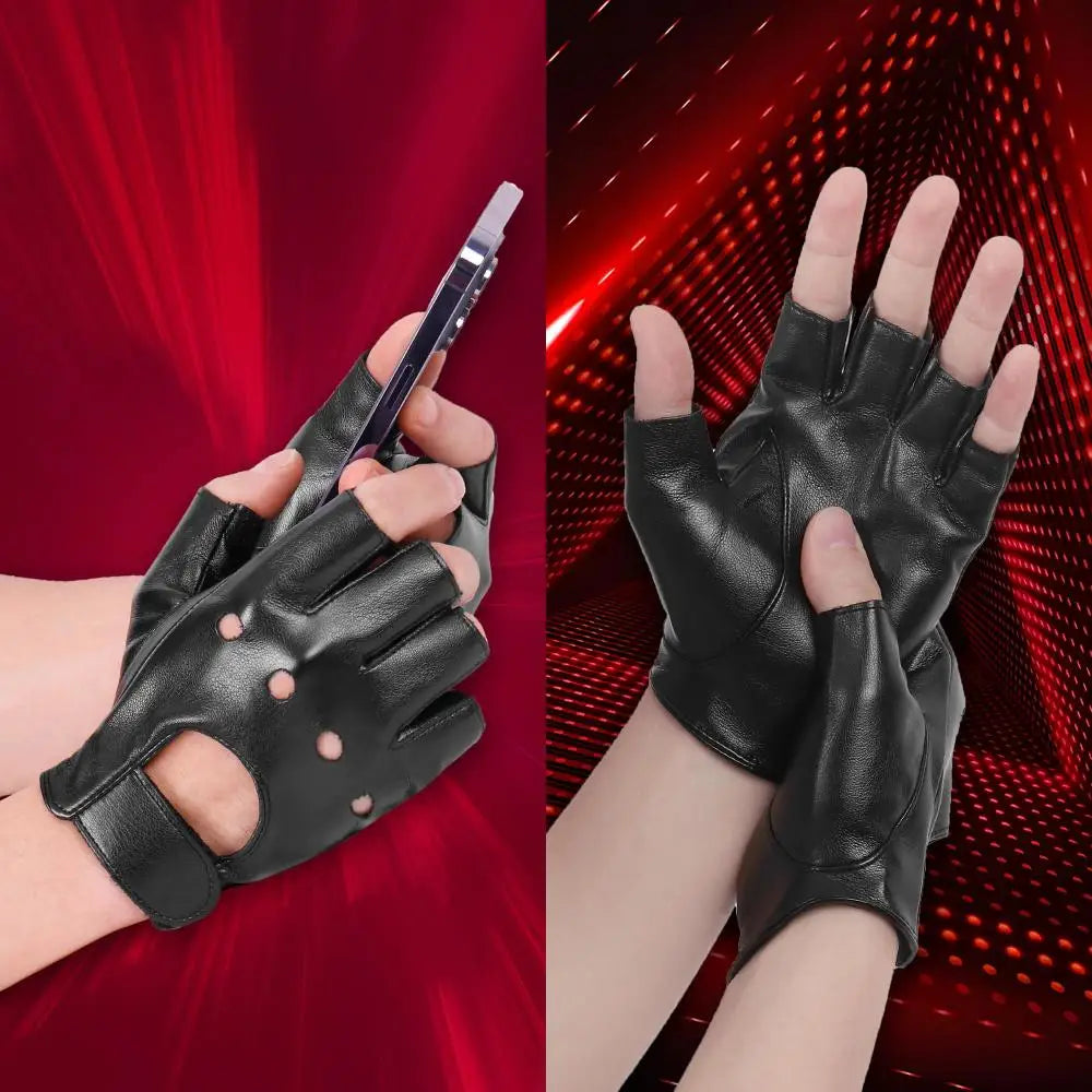 DOMEN Unisex Half Finger Synthetic Leather Gloves – Riding, Driving, Fitness & Motorcycle Gloves