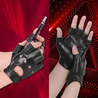 DOMEN Unisex Half Finger Synthetic Leather Gloves – Riding, Driving, Fitness & Motorcycle Gloves