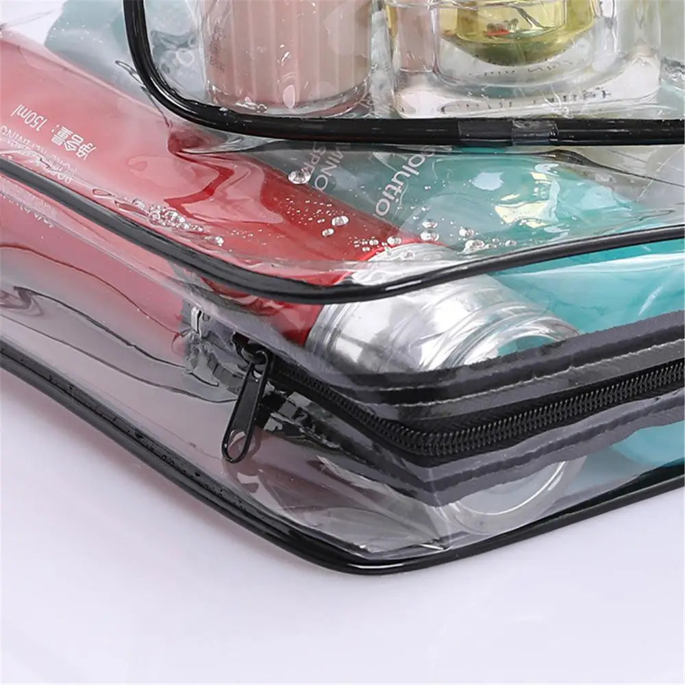 Women's Waterproof Transparent Zipper Cosmetic Bag – Toiletry Storage Pouch & Makeup Case