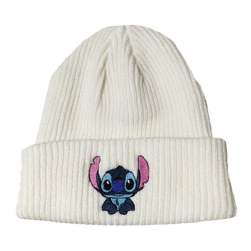 Cartoon Embroidered Knit Beanie Hat – Cute Unisex Stretchy Thermal Cap for Adults & Kids, Perfect Christmas Gift