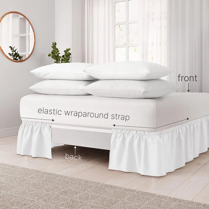 Elastic Wrap-Around Bed Skirt – Soft Fade-Resistant Ruffle Bed Cover & Mattress Protector (Couvre Lit Style)