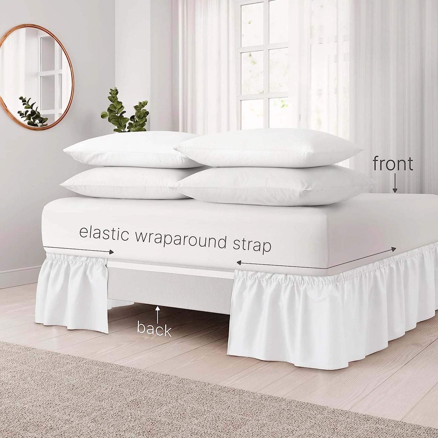 Elastic Wrap-Around Ruffled Bed Skirt – Soft, Comfortable, Fade-Resistant Bedding Protector with Easy-Fit Design for Stylish Bedroom Decor