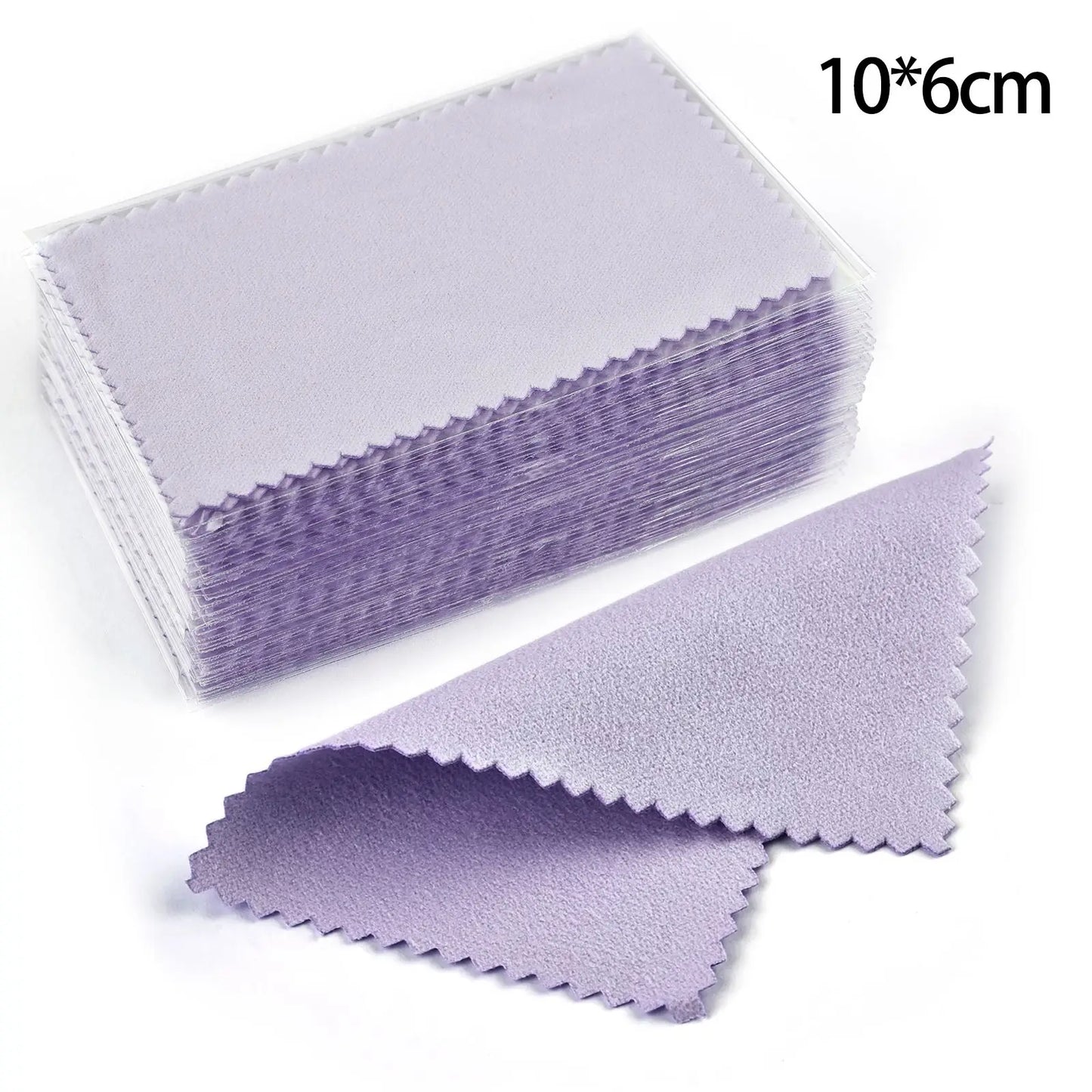 50pcs Silver Polishing Cloths 10x6.5cm & 8x8cm – Soft Cleaning Wipes for Necklaces, Rings & Jewelry Care