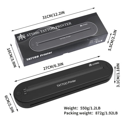 ATS886 A4 Wireless Tattoo Thermocopier – Bluetooth Thermal Printer for Mobile & PC Tattoo Transfer