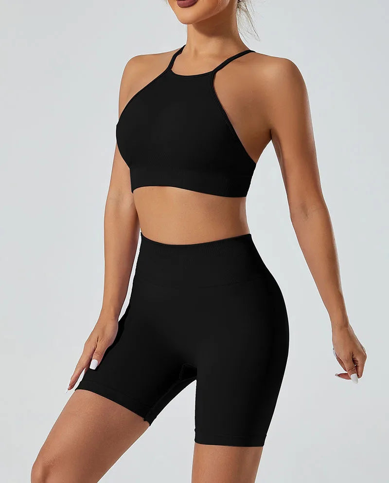 Women’s Shockproof Fitness Sports Bra – Push-Up Crop Top for Gym, Yoga & Workout