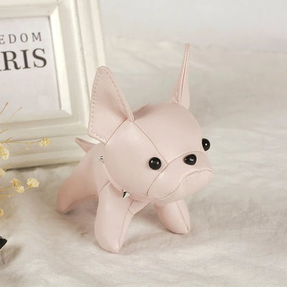 Punk French Bulldog PU Leather Dog Keychain — Fashion Bag Charm for Women Car Key Ring