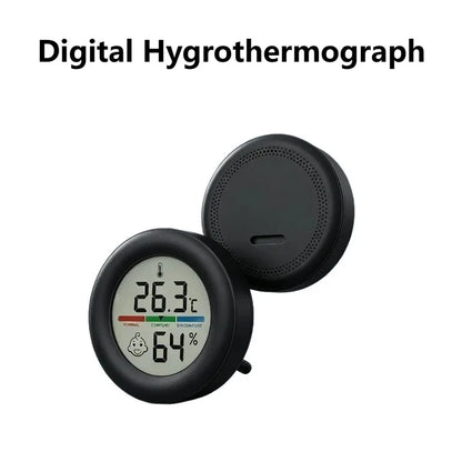 Round Digital Thermometer Hygrometer - High-Precision Indoor Temperature & Humidity Monitor with Magnetic Bracket