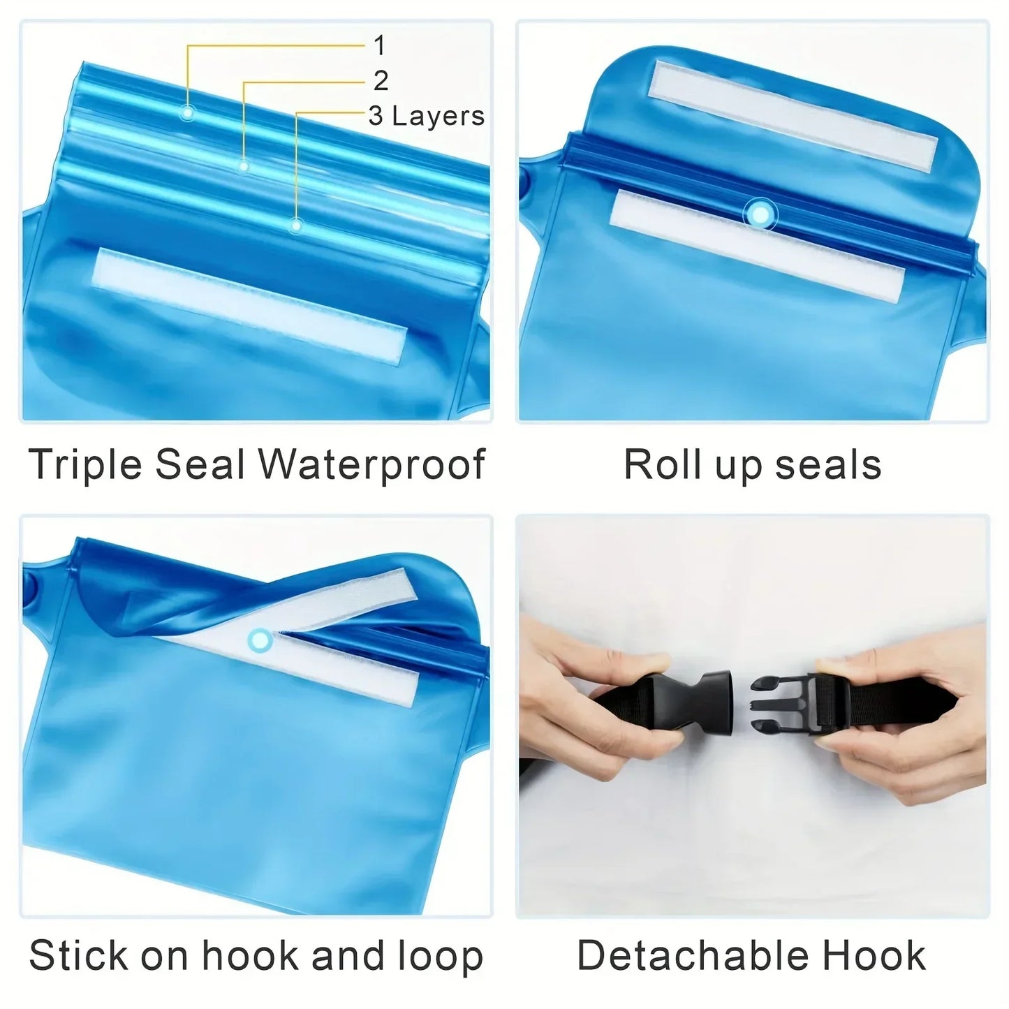Waterproof Phone Waist Bag - 3-Layer Sealed Touch Screen Dry Bag for Swimming, Drifting & Diving