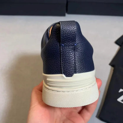 Men's Summer Casual Shoes — Top Layer Cow Leather, Breathable Luxury Deer Skin Slip-On Sneakers
