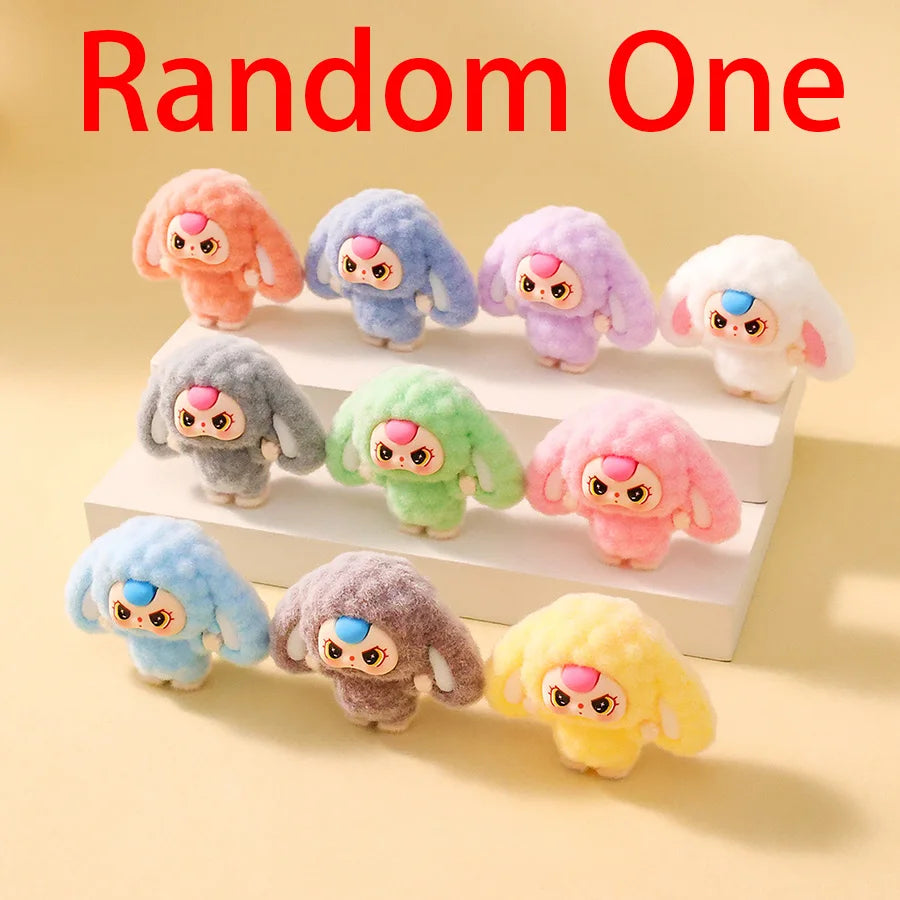 1/9PCS Labubu Cartoon Mini Flocking Doll Pendant – Cute DIY Kawaii Toy Gift Accessories