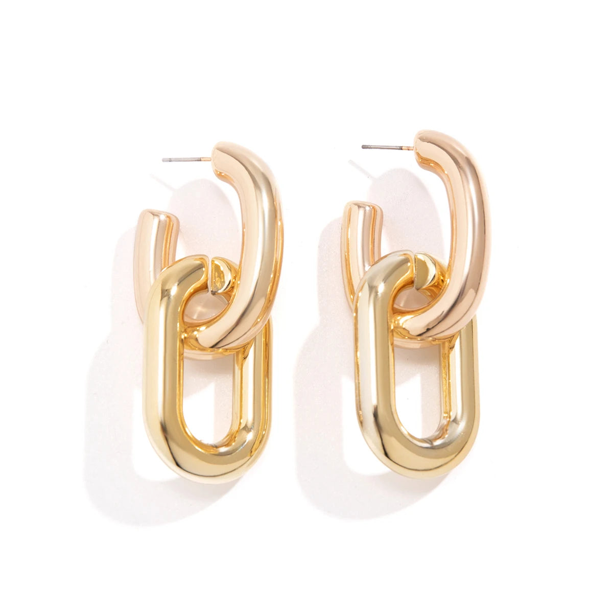 Vintage U-Shape Link Hoop Earrings – Geometric Punk Metal Jewelry for Women
