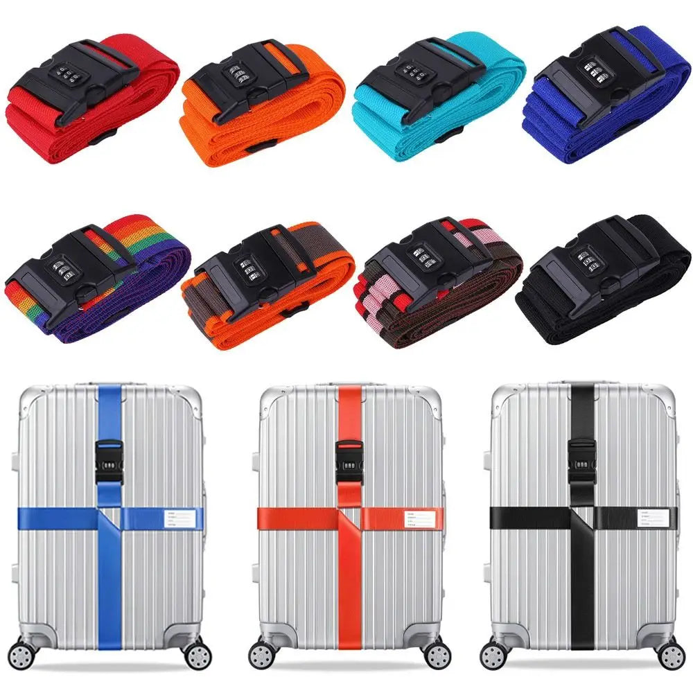 Anti-Theft Luggage Strap with Password Lock - Cross Buckle Suitcase Belt for Secure Packing