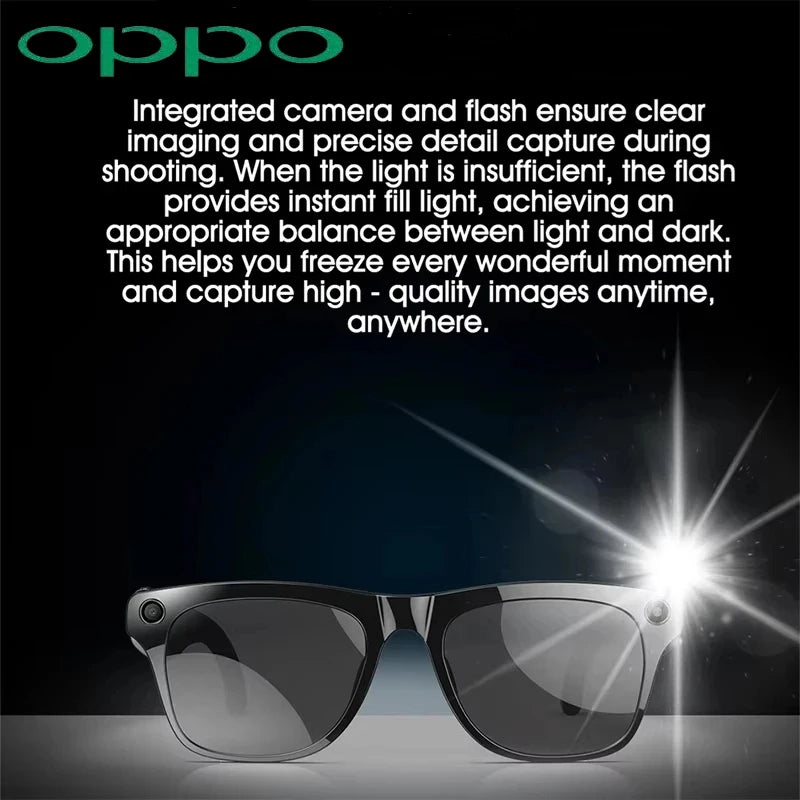 OPPO AI Smart Glasses — Ultra-Clear Camera, Touch Control, Bluetooth Calling, Video & Music Player Sport Sunglasses
