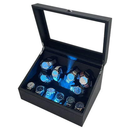 Watch Winder Box – Quiet Motor, USB LED, PU Leather, Variable Speed for Automatic Watches