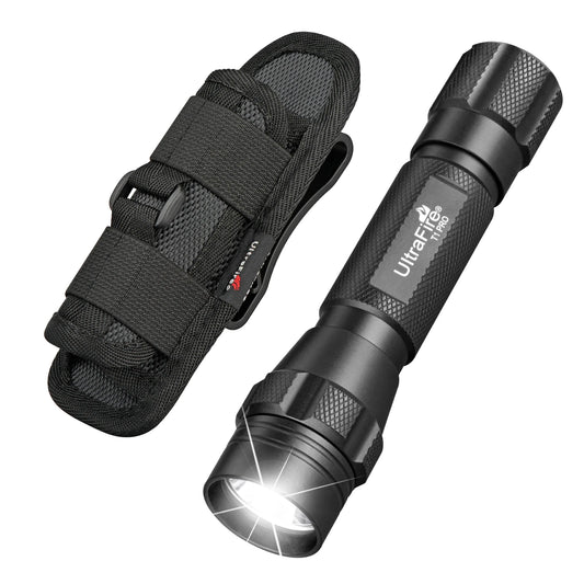UltraFire T1 Pro Tactical Flashlight – 1200LM Powerful Rechargeable Police Flashlight with Holster for Outdoor Use