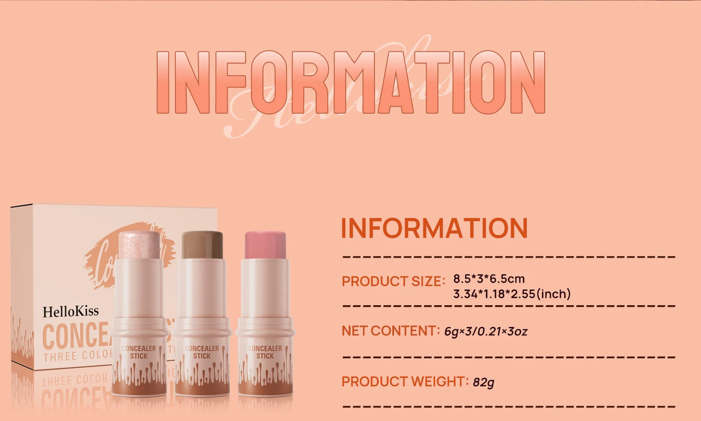 Contour Stick Set – Natural Matte Finish Highlighters & Shadow, Waterproof V-Face Shaping Contour Wand for Face Makeup